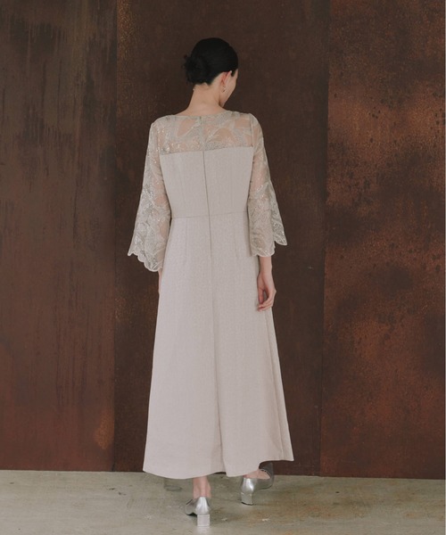 kaene(カエン)の「ブリエレースジャカードコンビドレス【eneak マザーズドレス 結婚式 母親 親族】(ドレス・レディース・ベージュ系その他/ブラック・S/M/L)」の5枚目の写真