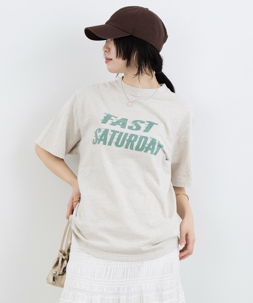 REMI RELIEF（レミレリーフ）の「【REMI RELIEF】別注-"FAST SATURDAY"SP加工ロゴTシャツ（Tシャツ/カットソー・レディース・オートミール/ピンク・FREE）」の18枚目の写真