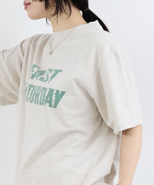 REMI RELIEF（レミレリーフ）の「【REMI RELIEF】別注-"FAST SATURDAY"SP加工ロゴTシャツ（Tシャツ/カットソー・レディース・オートミール/ピンク・FREE）」の16枚目の写真