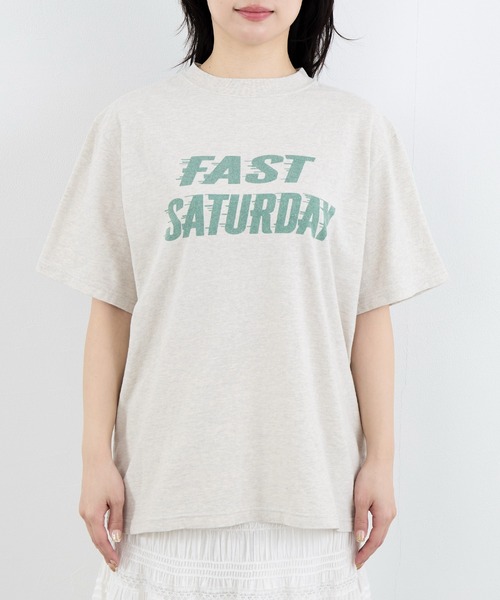 REMI RELIEF（レミレリーフ）の「【REMI RELIEF】別注-"FAST SATURDAY"SP加工ロゴTシャツ（Tシャツ/カットソー・レディース・オートミール/ピンク・FREE）」の8枚目の写真