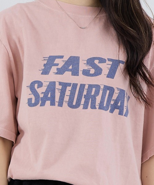 REMI RELIEF（レミレリーフ）の「【REMI RELIEF】別注-"FAST SATURDAY"SP加工ロゴTシャツ（Tシャツ/カットソー・レディース・オートミール/ピンク・FREE）」の19枚目の写真