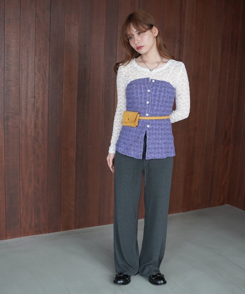 SANSeLF(サンセルフ)の「【SANSeLF】2WAYチェーンストラップジャガードビスチェ saw26s070(その他トップス・レディース・パープル・FREE)」の3枚目の写真