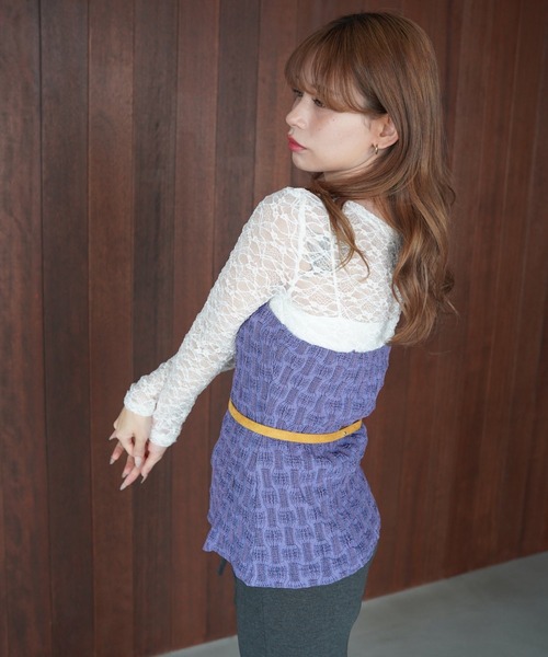 SANSeLF(サンセルフ)の「【SANSeLF】2WAYチェーンストラップジャガードビスチェ saw26s070(その他トップス・レディース・パープル・FREE)」の7枚目の写真