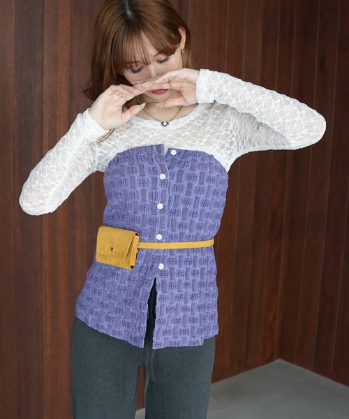 SANSeLF(サンセルフ)の「【SANSeLF】2WAYチェーンストラップジャガードビスチェ saw26s070(その他トップス・レディース・パープル・FREE)」の8枚目の写真