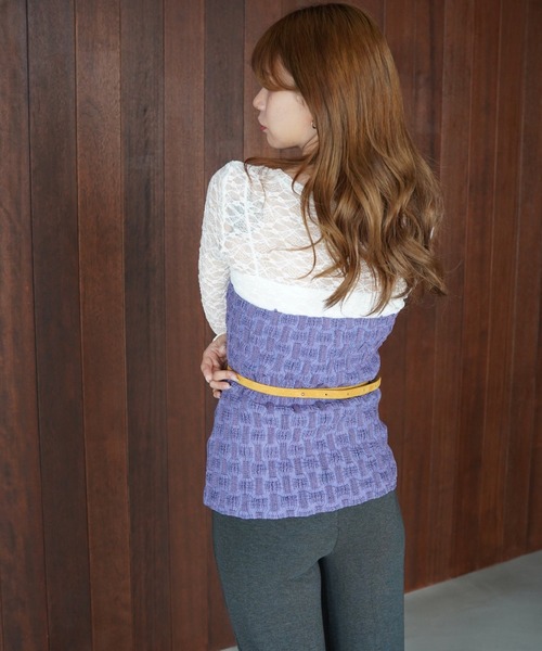 SANSeLF(サンセルフ)の「【SANSeLF】2WAYチェーンストラップジャガードビスチェ saw26s070(その他トップス・レディース・パープル・FREE)」の9枚目の写真