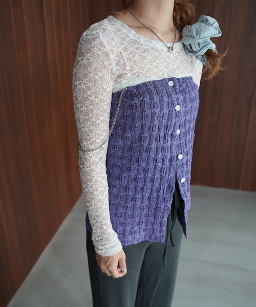 SANSeLF(サンセルフ)の「【SANSeLF】2WAYチェーンストラップジャガードビスチェ saw26s070(その他トップス・レディース・パープル・FREE)」の13枚目の写真