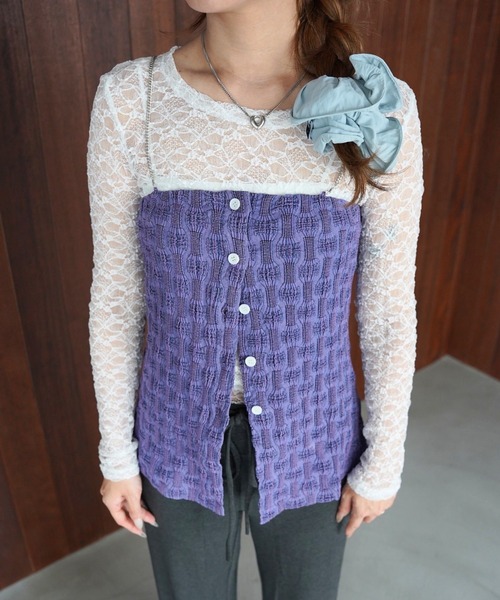 SANSeLF(サンセルフ)の「【SANSeLF】2WAYチェーンストラップジャガードビスチェ saw26s070(その他トップス・レディース・パープル・FREE)」の14枚目の写真