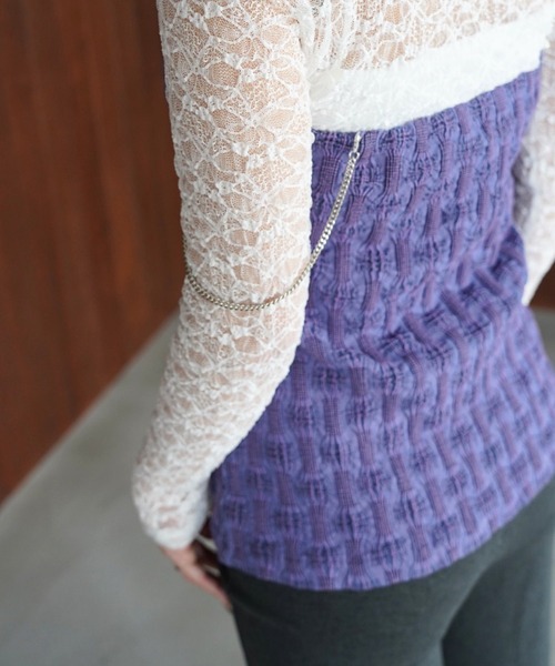 SANSeLF(サンセルフ)の「【SANSeLF】2WAYチェーンストラップジャガードビスチェ saw26s070(その他トップス・レディース・パープル・FREE)」の15枚目の写真