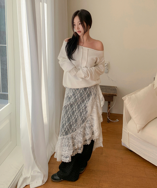 MINCO(ミンシオ)の「フリルレースラップスカート_ivory(スカート・レディース・その他・FREE)」の2枚目の写真