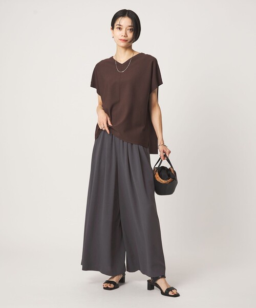 green label relaxing（グリーンレーベルリラクシング）の「［size SHORTあり］ジョーゼット フレア タック ワイド パンツ（その他パンツ・レディース・ダークブラウン/ダークグレー・FREE/SHORT）」の19枚目の写真
