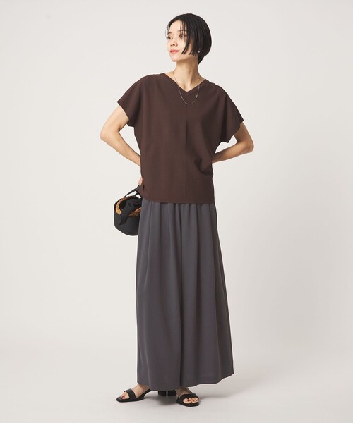 green label relaxing（グリーンレーベルリラクシング）の「［size SHORTあり］ジョーゼット フレア タック ワイド パンツ（その他パンツ・レディース・ダークブラウン/ダークグレー・FREE/SHORT）」の20枚目の写真