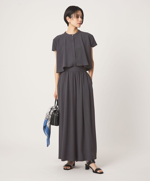 green label relaxing（グリーンレーベルリラクシング）の「［size SHORTあり］ジョーゼット フレア タック ワイド パンツ（その他パンツ・レディース・ダークブラウン/ダークグレー・FREE/SHORT）」の21枚目の写真