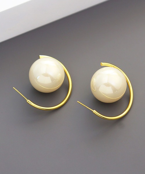 LA VORAGINE(ラ ヴォラジネ)の「5 色展開 大粒エコパール フープピアス 個性的 シンプル(ピアス(両耳用)・レディース・ゴールド/C/A/シルバー/B・L/M)」の12枚目の写真