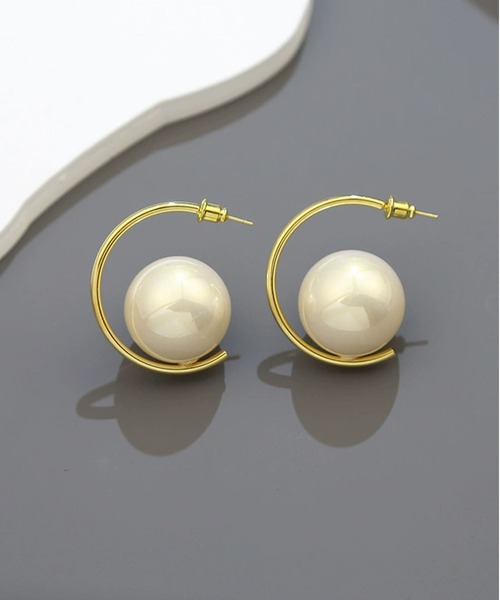 LA VORAGINE(ラ ヴォラジネ)の「5 色展開 大粒エコパール フープピアス 個性的 シンプル(ピアス(両耳用)・レディース・ゴールド/C/A/シルバー/B・L/M)」の14枚目の写真