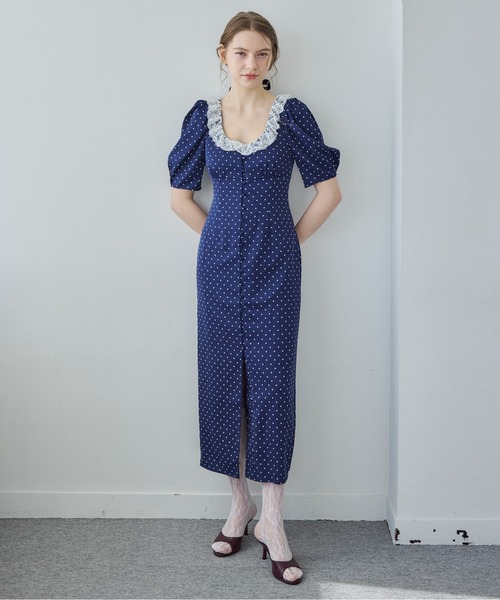 etre loin(エトルワン)の「デコルテレースワンピース / Decollete lace dress(ドレス・レディース・ベージュ/ネイビー/ミント・M)」の19枚目の写真