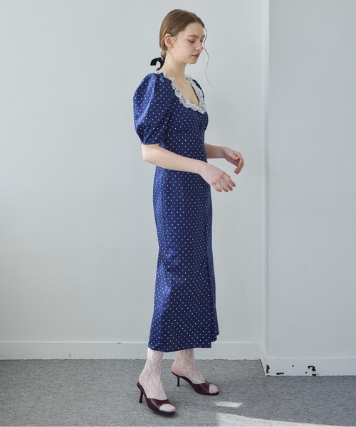 etre loin(エトルワン)の「デコルテレースワンピース / Decollete lace dress(ドレス・レディース・ベージュ/ネイビー/ミント・M)」の20枚目の写真