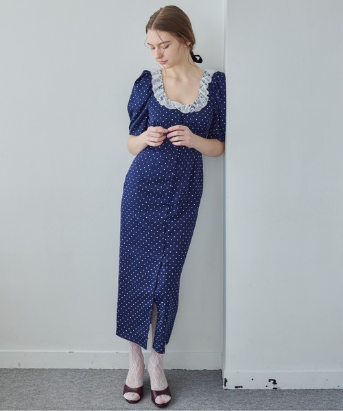 etre loin(エトルワン)の「デコルテレースワンピース / Decollete lace dress(ドレス・レディース・ベージュ/ネイビー/ミント・M)」の21枚目の写真