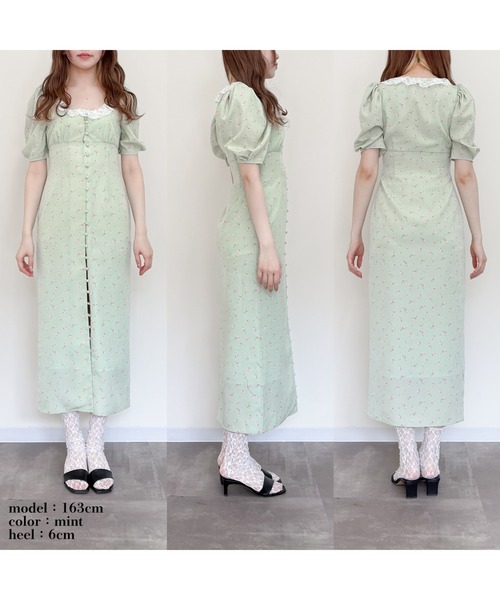 etre loin(エトルワン)の「デコルテレースワンピース / Decollete lace dress(ドレス・レディース・ベージュ/ネイビー/ミント・M)」の4枚目の写真