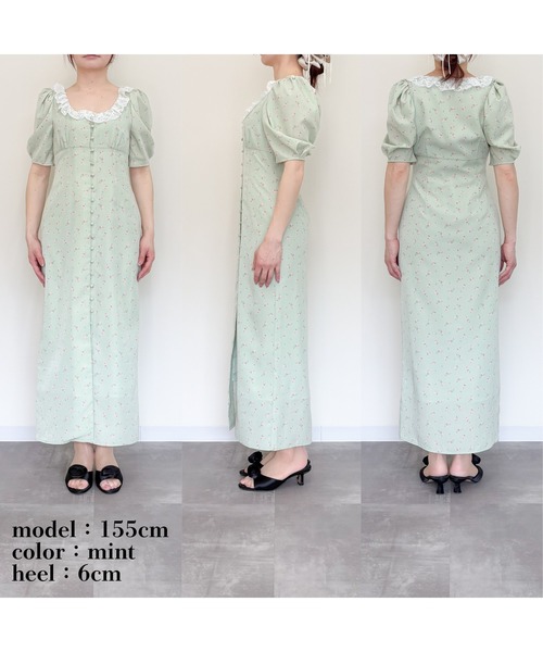 etre loin(エトルワン)の「デコルテレースワンピース / Decollete lace dress(ドレス・レディース・ベージュ/ネイビー/ミント・M)」の5枚目の写真