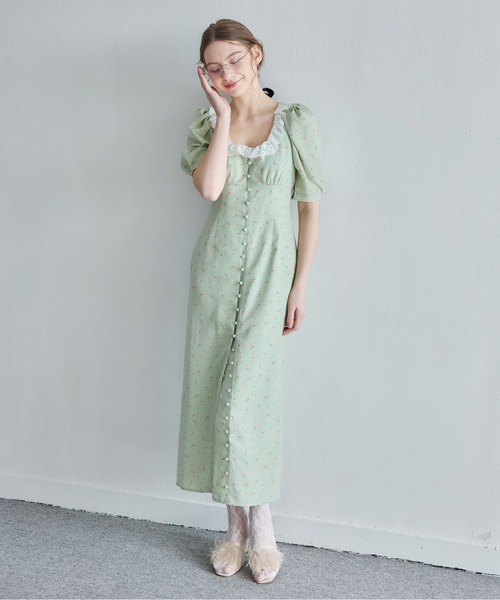 etre loin(エトルワン)の「デコルテレースワンピース / Decollete lace dress(ドレス・レディース・ベージュ/ネイビー/ミント・M)」の11枚目の写真