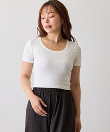 リブUネックショートスリーブTシャツ