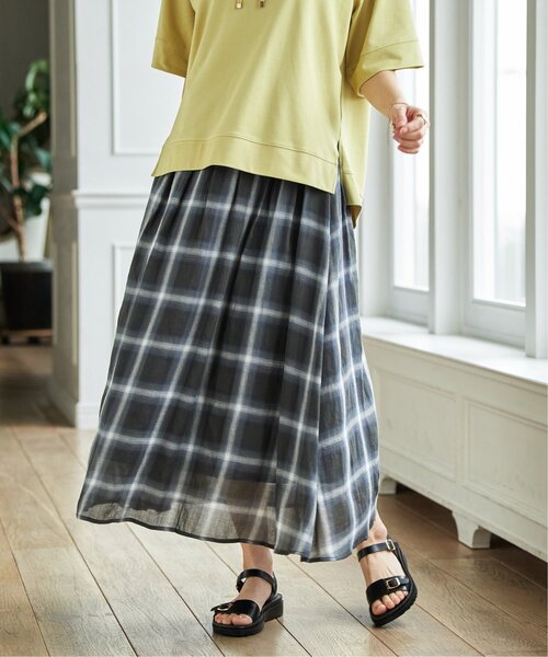 ikka(イッカ)の「ギャザーフレアスカート(スカート・レディース・カーキ/チェック/ネイビー/オレンジ・L/M/S)」の18枚目の写真