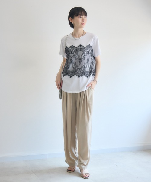 Paradise Picnic(パラダイスピクニック)の「ROSIEE レースビスチェ風トップス(Tシャツ/カットソー・レディース・ブラック/ホワイト・FREE)」の8枚目の写真