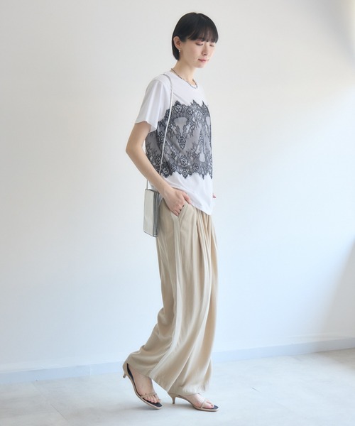Paradise Picnic(パラダイスピクニック)の「ROSIEE レースビスチェ風トップス(Tシャツ/カットソー・レディース・ブラック/ホワイト・FREE)」の9枚目の写真