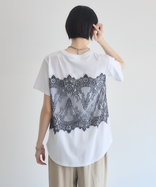 Paradise Picnic(パラダイスピクニック)の「ROSIEE レースビスチェ風トップス(Tシャツ/カットソー・レディース・ブラック/ホワイト・FREE)」の6枚目の写真