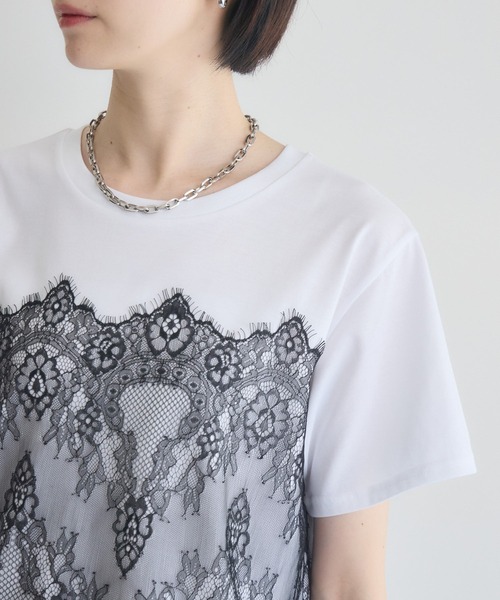 Paradise Picnic(パラダイスピクニック)の「ROSIEE レースビスチェ風トップス(Tシャツ/カットソー・レディース・ブラック/ホワイト・FREE)」の10枚目の写真