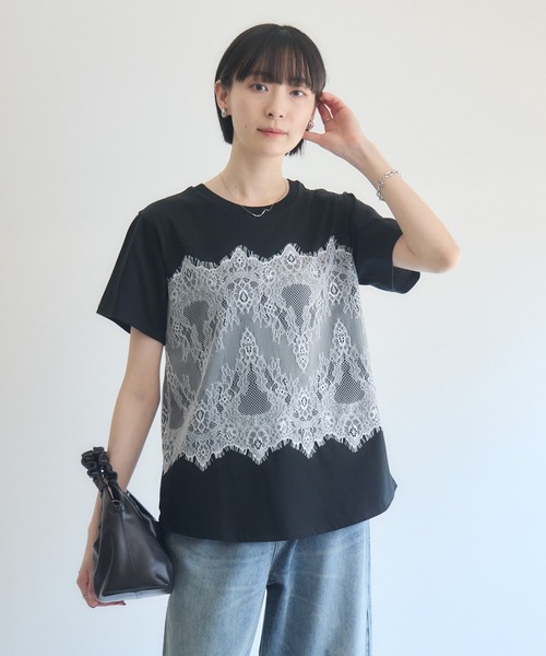 Paradise Picnic(パラダイスピクニック)の「ROSIEE レースビスチェ風トップス(Tシャツ/カットソー・レディース・ブラック/ホワイト・FREE)」の14枚目の写真
