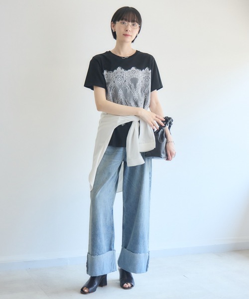 Paradise Picnic(パラダイスピクニック)の「ROSIEE レースビスチェ風トップス(Tシャツ/カットソー・レディース・ブラック/ホワイト・FREE)」の20枚目の写真