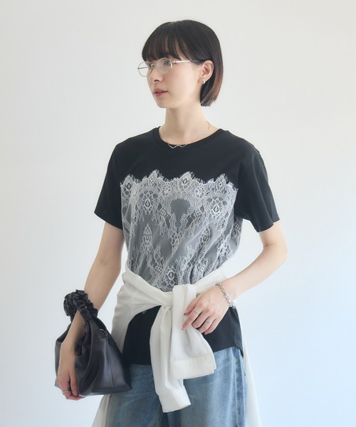 Paradise Picnic(パラダイスピクニック)の「ROSIEE レースビスチェ風トップス(Tシャツ/カットソー・レディース・ブラック/ホワイト・FREE)」の22枚目の写真