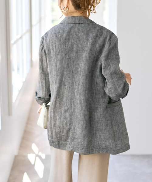 Spick & Span(スピックアンドスパン)の「《手洗い可 / 追加》エアリーリネン1Bジャケット(テーラードジャケット・レディース・マルチ/アイボリー/チャコールグレー・36/38)」の11枚目の写真
