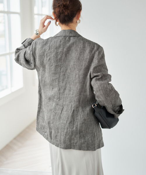 Spick & Span(スピックアンドスパン)の「《手洗い可 / 追加》エアリーリネン1Bジャケット(テーラードジャケット・レディース・マルチ/アイボリー/チャコールグレー・36/38)」の17枚目の写真