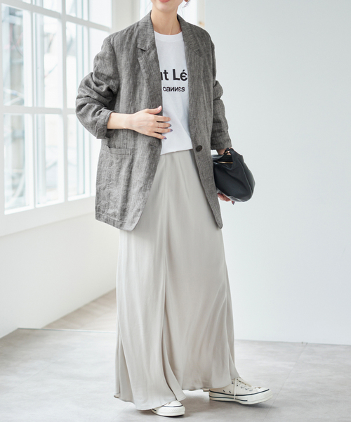 Spick & Span(スピックアンドスパン)の「《手洗い可 / 追加》エアリーリネン1Bジャケット(テーラードジャケット・レディース・マルチ/アイボリー/チャコールグレー・36/38)」の19枚目の写真