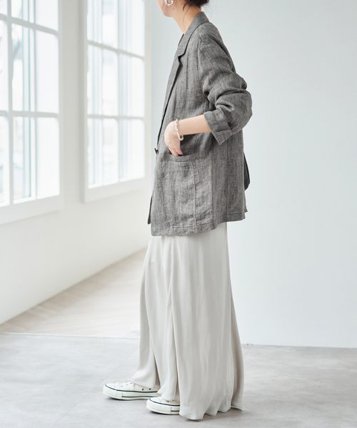 Spick & Span(スピックアンドスパン)の「《手洗い可 / 追加》エアリーリネン1Bジャケット(テーラードジャケット・レディース・マルチ/アイボリー/チャコールグレー・36/38)」の20枚目の写真