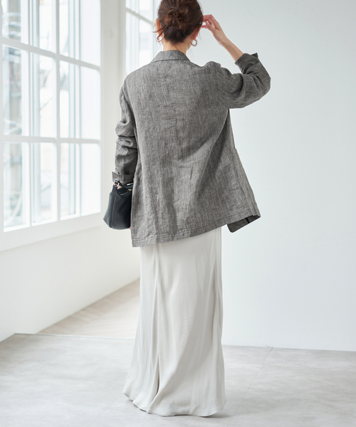 Spick & Span(スピックアンドスパン)の「《手洗い可 / 追加》エアリーリネン1Bジャケット(テーラードジャケット・レディース・マルチ/アイボリー/チャコールグレー・36/38)」の21枚目の写真