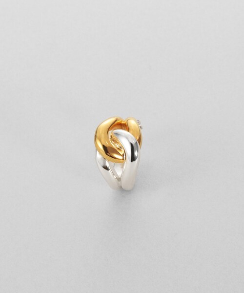 COCOSHNIK ONKITSCH(ココシュニックオンキッチュ)の「シルバー コンビカラー スモールフープ ノットピアス(ピアス(両耳用)・レディース・クリア・00)」の8枚目の写真