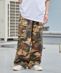 ワイドカーゴパンツ 無地 迷彩柄 ワイドパンツ 秋 秋服 2026年秋冬