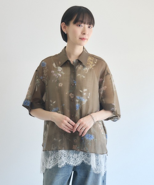 Paradise Picnic（パラダイスピクニック）の「TRANOI. ヴィンテージフラワーシャツ（シャツ/ブラウス・レディース・ブラック/ブラウン/ベージュ・FREE）」の8枚目の写真