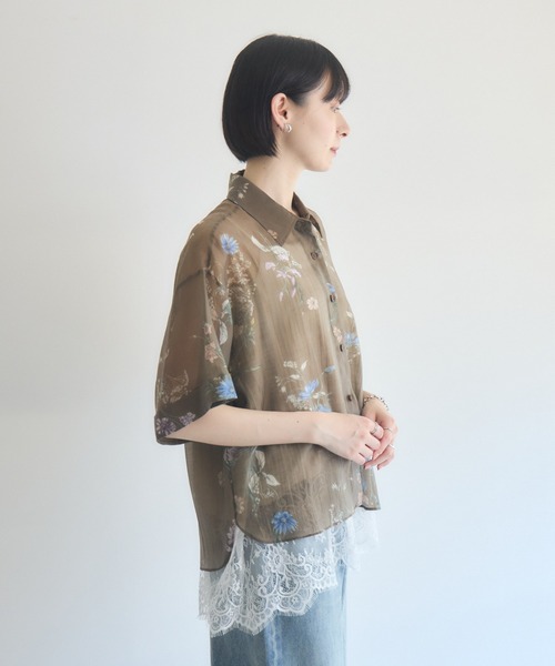 Paradise Picnic（パラダイスピクニック）の「TRANOI. ヴィンテージフラワーシャツ（シャツ/ブラウス・レディース・ブラック/ブラウン/ベージュ・FREE）」の9枚目の写真