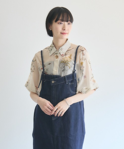 Paradise Picnic（パラダイスピクニック）の「TRANOI. ヴィンテージフラワーシャツ（シャツ/ブラウス・レディース・ブラック/ブラウン/ベージュ・FREE）」の4枚目の写真