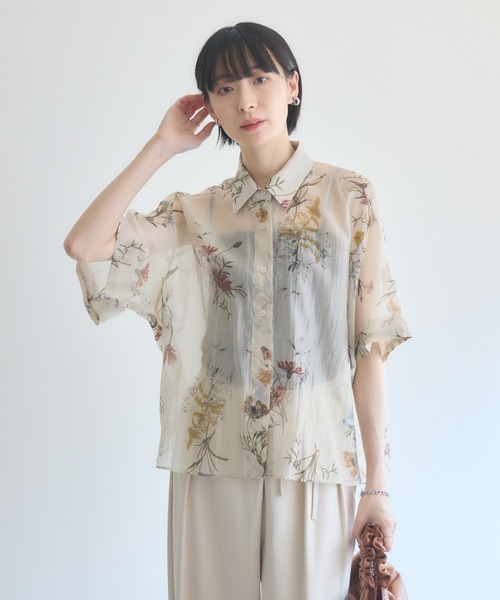 Paradise Picnic（パラダイスピクニック）の「TRANOI. ヴィンテージフラワーシャツ（シャツ/ブラウス・レディース・ブラック/ブラウン/ベージュ・FREE）」の17枚目の写真