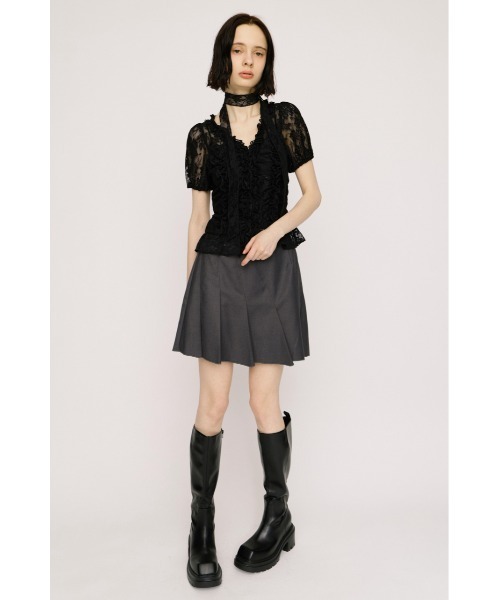 SLY(スライ)の「SLANT PLEATS S/SK スラントプリーツショートスカート 夏服(スカート・レディース・ブラック/杢グレー・1/0)」の9枚目の写真