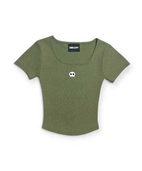 BORN SLIPPY(ボーンスリッピー)の「Bully Square Neck T-shirt (Green)(Tシャツ/カットソー・レディース・その他・FREE)」の1枚目の写真