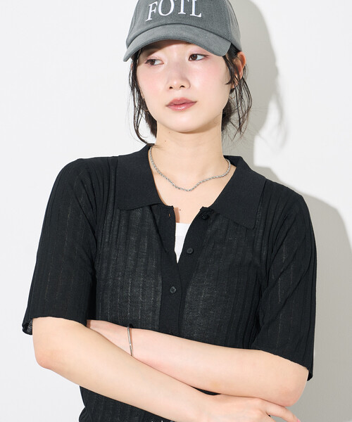 FREAK'S STORE(フリークスストア)の「シアーリブカーディガン/サマーニット(カーディガン/ボレロ・レディース・ピンク/ライトグレー/ブラック・フリ-)」の11枚目の写真