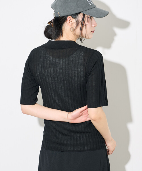 FREAK'S STORE(フリークスストア)の「シアーリブカーディガン/サマーニット(カーディガン/ボレロ・レディース・ピンク/ライトグレー/ブラック・フリ-)」の12枚目の写真
