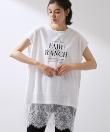 THE SHOP TK  | レース切替 ロングTシャツ(Tシャツ/カットソー)