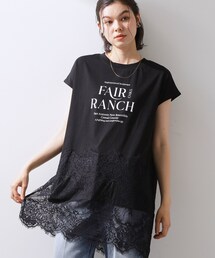 THE SHOP TK  | レース切替 ロングTシャツ(Tシャツ/カットソー)